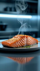 Grilled salmon slice, generated by ai.