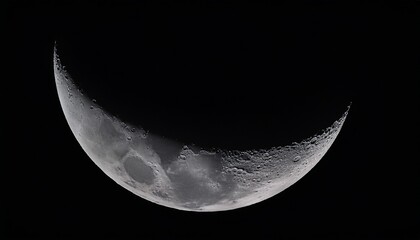 crescent moon isolated on black and white clipping path