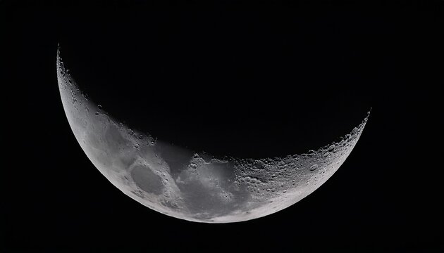 crescent moon isolated on black and white clipping path