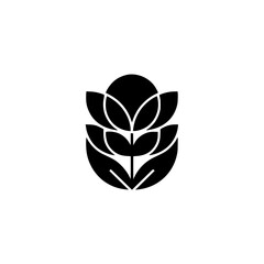 Minimalist Black Flower Logo on White Background