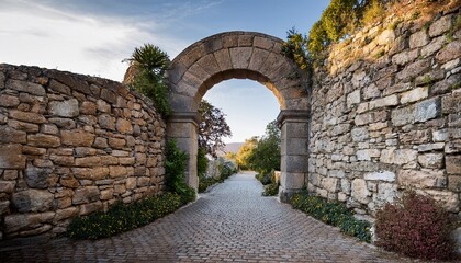 stone arch entrance wall