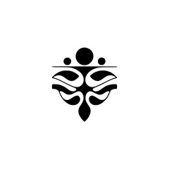 Abstract Black and White Floral Design Element, Geometric & Decorative