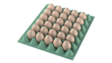 eggs in cardboard tray 3d render