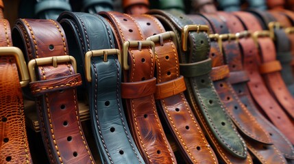 Assorted Leather Belts in Vibrant Colors and Styles
