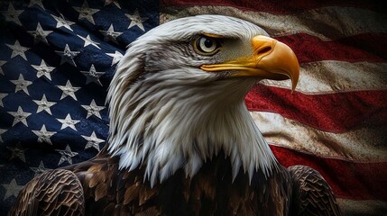 Fototapeta premium National celebrations highlighted by the bald eagle's presence.