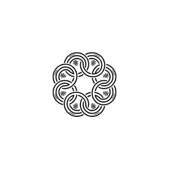 Interlocked Rings Logo: Modern Black and White Graphic Element