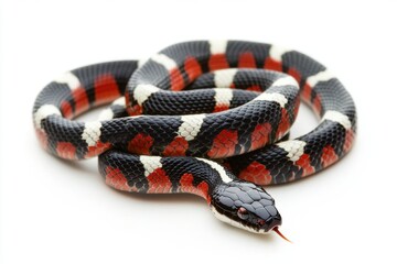 Fototapeta premium Colorful snake resting on a light background