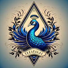Fototapeta premium Peacock icon, peacock logo, peacock with wings, vector illustration of a peacock,tattoo design element,