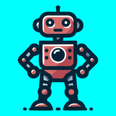 Fototapeta premium Sci Fi Robot Character Vector Illustration in Flat Modern Style Featuring Futuristic AI Cybernetic Automation Digital Innovation Smart Machine Concept and High Tech Robotics for Future Technology