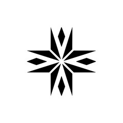 Obraz premium Minimalist Geometric Snowflake Design on White Background