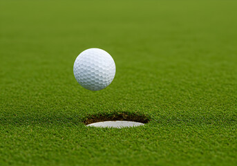 Golf Ball About to Sink into Hole on Green