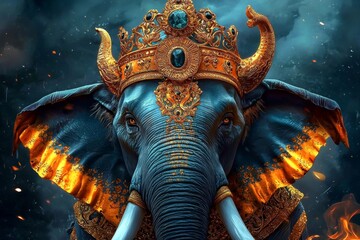 Fototapeta premium Generative AI Artwork Featuring a Majestic Elephant.