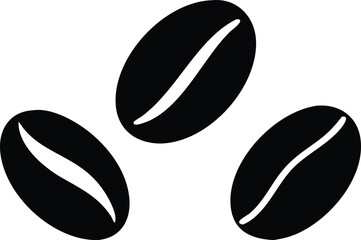 Obraz premium Isolated Coffee Beans Trio on Transparent Background Simple Black and White Icon