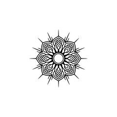 Intricate Black and White Floral Mandala Design, Vector Illustration