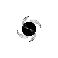 Minimalist Abstract Black Circle & Lines, Geometric Design