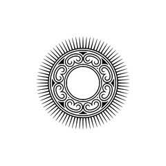 Ornate Sunburst Symbol - Elegant Vector Design, Monochromatic, Clean
