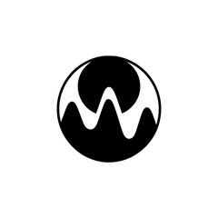 Abstract Black & White Logo: Waves & Circle, Modern Design