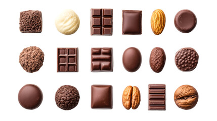 Variety of Chocolates and Nuts, Sweet Confection, Treats, cutout transparent