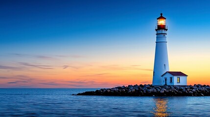 Lighthouse at Sunset A Serene Seascape