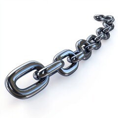Obraz premium Metallic Chain Links on White Background 3D Render
