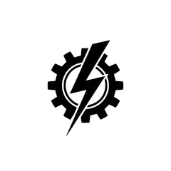 Electric Energy Gear Icon, Industrial Design, Simple Modern Logo
