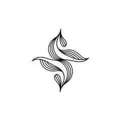 Obraz premium Abstract Floral Logo: Elegant Line Art on Beige Background