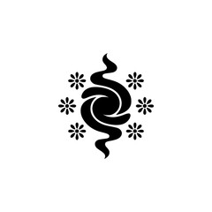 Obraz premium Black Swirl and Floral Design on Cream Background