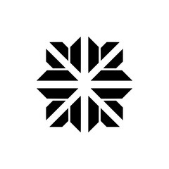 Geometric Snowflake Logo, Minimalist Black and White Design