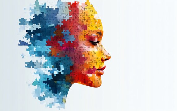 Human profile design formed from vibrant