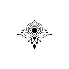 Minimalist Floral Ornament Design in Black and White