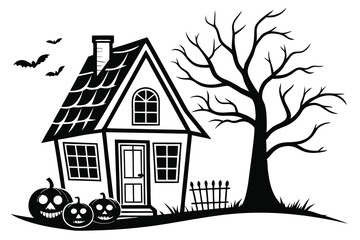 Vector home icon: residential building sketch illustration