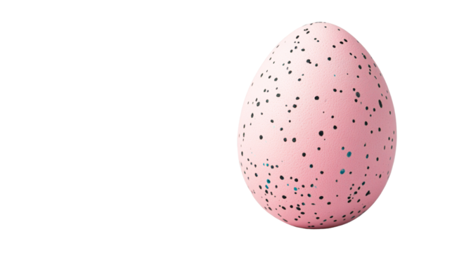 Pink egg with dark spots isolated on black background, cut out transparent - Powered by Adobe