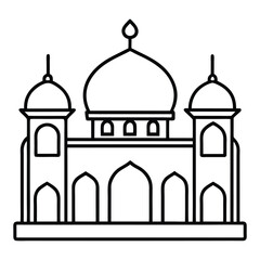 Elegant Line Art of a Mosque Symbolizing Architecture and Spirituality
