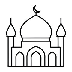 Elegant Line Art of a Mosque Symbolizing Architecture and Spirituality