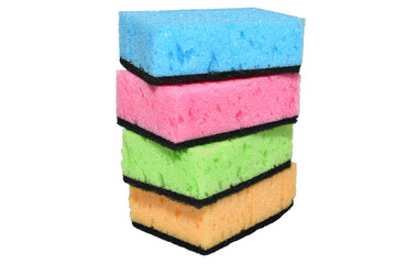 Foam sponges for washing dishes in different shades.