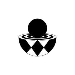 Abstract Bowl with Sphere: Geometric Black & White Graphic Design