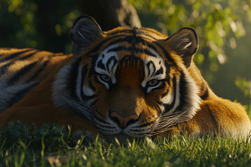 Tiger close-up, fierce tiger,