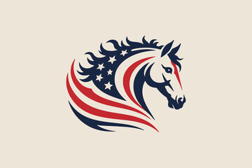 patriotic horse Black and White Vector