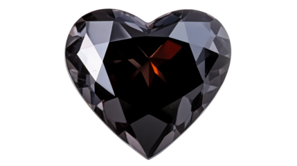 Dark gray heart diamond with facet cut, cut out transparent