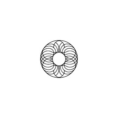 Minimalist Circular Line Art Design, Abstract Geometric Shape, White Background