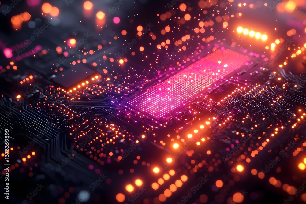 Poster glowing quantum processor with multicolored data transfers