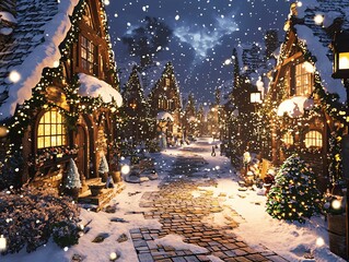 Fototapeta premium Snowy Christmas Village