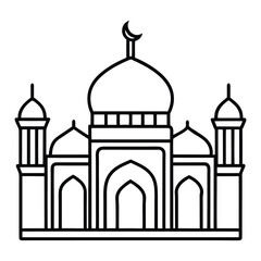 Elegant Line Art of a Mosque Symbolizing Architecture and Spirituality