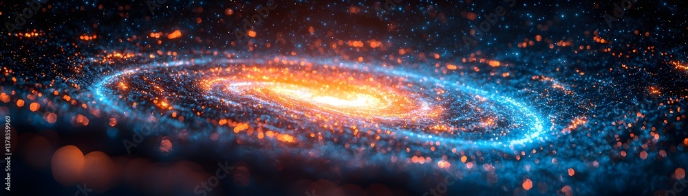 Poster quantum algorithm visualized as a glowing spiral of data