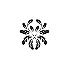 Minimalist Black Leaf Floral Ornament on White