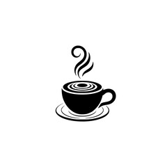 Obraz premium Minimalist Black Coffee Cup Icon with Steam, Modern Design