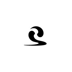Minimalist Wave Logo Abstract, Black Icon on White, Graphic Design