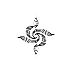 Abstract Line Art: Floral Swirl Mandala Design, Minimalist Style.