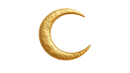 Golden Crescent Moon Isolated on Black, cut out transparent