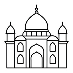 Elegant Line Art of a Mosque Symbolizing Architecture and Spirituality
